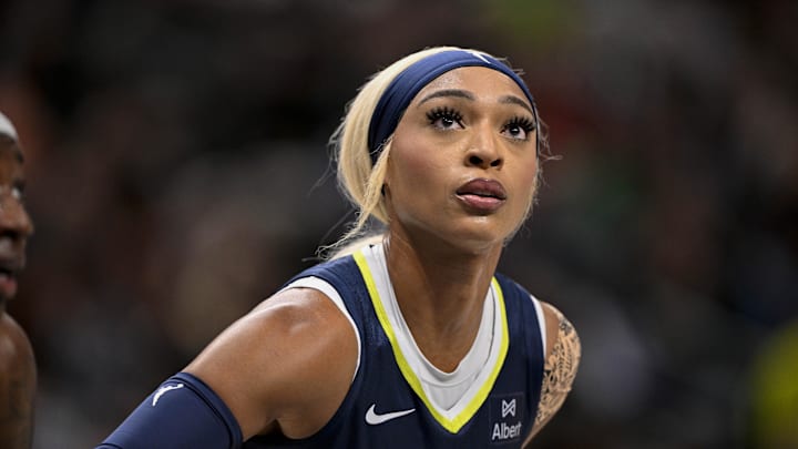 Dallas Wings guard DiJonai Carrington during the game against the Indiana Fever.