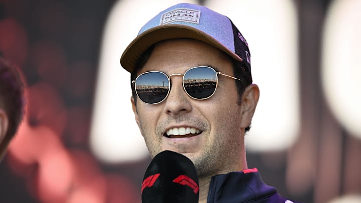 Oct 19, 2024; Austin, Texas, USA; A view of the crowd as seen in the sunglasses of Oracle Red Bull Racing driver Sergio Perez (11) of Team Mexico as he speaks during a fan forum before the Sprint Race in the 2024 Formula One US Grand Prix at Circuit of the Americas. Mandatory Credit: Jerome Miron-Imagn Images Oct 19, 2024; Austin, Texas, USA; A view of the crowd as seen in the sunglasses of Oracle Red Bull Racing driver Sergio Perez (11) of Team Mexico as he speaks during a fan forum before the Sprint Race in the 2024 Formula One US Grand Prix at Circuit of the Americas. Mandatory Credit: Jerome Miron-Imagn Images