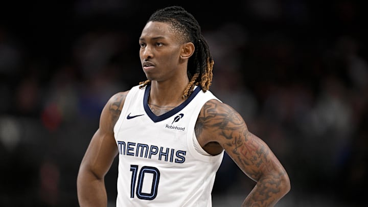 Feb 27, 2026; Dallas, Texas, USA; Memphis Grizzlies guard Javon Small (10) looks on during the second half against the Dallas Mavericks at the American Airlines Center. Mandatory Credit: Jerome Miron-Imagn Images Feb 27, 2026; Dallas, Texas, USA; Memphis Grizzlies guard Javon Small (10) looks on during the second half against the Dallas Mavericks at the American Airlines Center. Mandatory Credit: Jerome Miron-Imagn Images