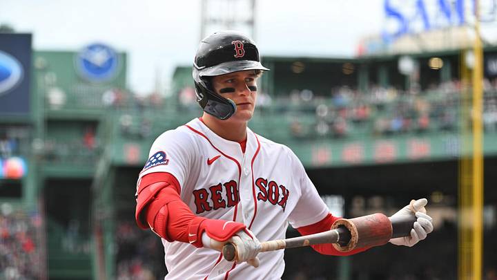 iMay 3, 2026; Boston, Massachusetts, USA; Boston Red Sox designated hitter Roman Anthony (19) warms-up before batting against the Houston Astros during the first inning at Fenway Park. Mandatory Credit: Eric Canha-Imagn Images