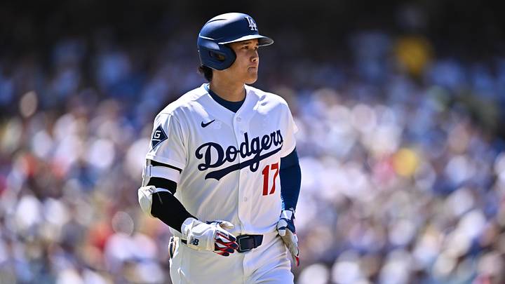 Jun 7, 2026; Los Angeles, California, USA; Los Angeles Dodgers two-way player Shohei Ohtani (17) watches as he hits a fly out against the Los Angeles Angels during the fifth inning at Dodger Stadium. Mandatory Credit: William Liang-Imagn Images Jun 7, 2026; Los Angeles, California, USA; Los Angeles Dodgers two-way player Shohei Ohtani (17) watches as he hits a fly out against the Los Angeles Angels during the fifth inning at Dodger Stadium. Mandatory Credit: William Liang-Imagn Images