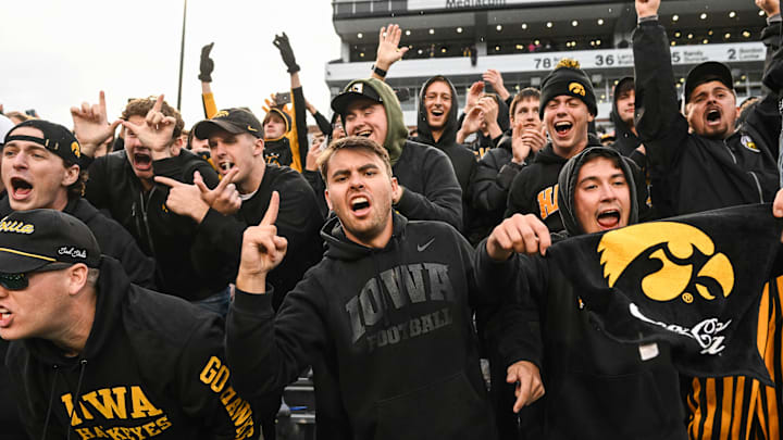 Oct 25, 2025; Iowa City, Iowa, USA; Iowa Hawkeyes fans react after the game against the Minnesota Golden Gophers at Kinnick Stadium. Mandatory Credit: Jeffrey Becker-Imagn Images Oct 25, 2025; Iowa City, Iowa, USA; Iowa Hawkeyes fans react after the game against the Minnesota Golden Gophers at Kinnick Stadium. Mandatory Credit: Jeffrey Becker-Imagn Images