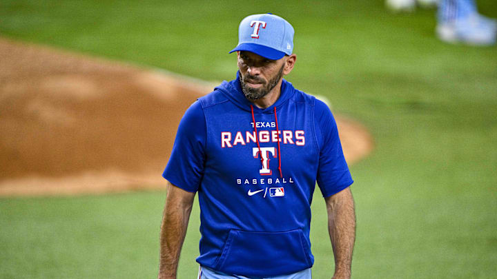 Texas Rangers manager Chris Woodward (8) during the game between the Texas Rangers and the Chicago White Sox at Globe Life Field on Aug 7.