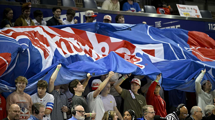 The SMU Mustangs students and fans. Mandatory Credit: Jerome Miron-Imagn Images