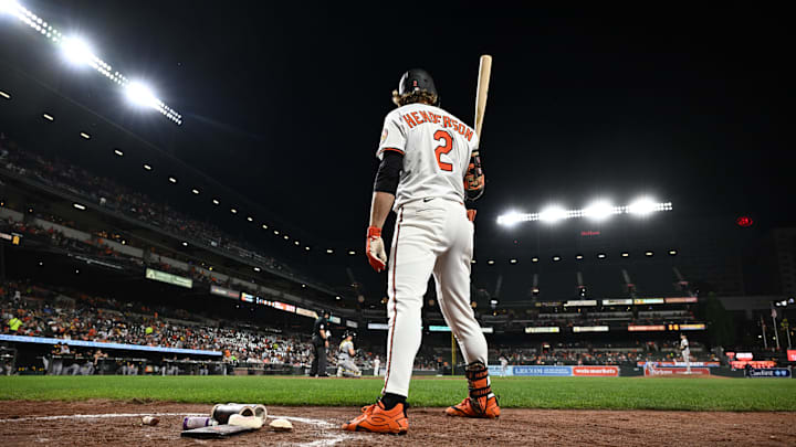Sep 9, 2025; Baltimore, Maryland, USA; Baltimore Orioles shortstop Gunnar Henderson (2) stands in the on deck circle during the sixth inning against the Pittsburgh Pirates at Oriole Park at Camden Yards. Mandatory Credit: James A. Pittman-Imagn Images Sep 9, 2025; Baltimore, Maryland, USA; Baltimore Orioles shortstop Gunnar Henderson (2) stands in the on deck circle during the sixth inning against the Pittsburgh Pirates at Oriole Park at Camden Yards. Mandatory Credit: James A. Pittman-Imagn Images