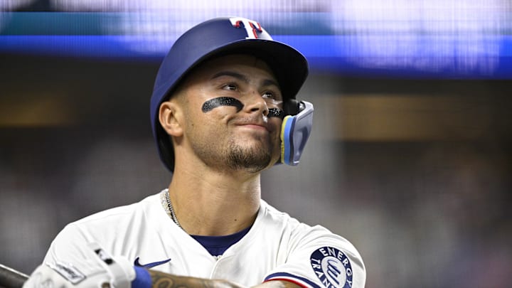 Texas Rangers second baseman Cody Freeman (39) waits in the on deck circle during the game against the Cleveland Guardians at Globe Life Field. Texas Rangers second baseman Cody Freeman (39) waits in the on deck circle during the game against the Cleveland Guardians at Globe Life Field.