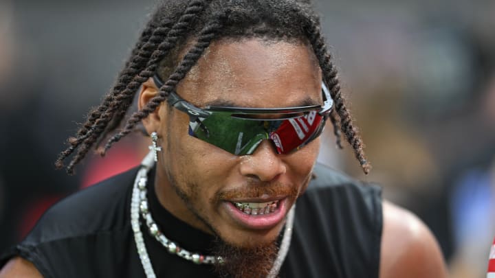 Sep 24, 2023; Minneapolis, Minnesota, USA; Minnesota Vikings wide receiver Justin Jefferson (18) looks on before the game against the Los Angeles Chargers at U.S. Bank Stadium. Mandatory Credit: Jeffrey Becker-USA TODAY Sports Sep 24, 2023; Minneapolis, Minnesota, USA; Minnesota Vikings wide receiver Justin Jefferson (18) looks on before the game against the Los Angeles Chargers at U.S. Bank Stadium. Mandatory Credit: Jeffrey Becker-USA TODAY Sports