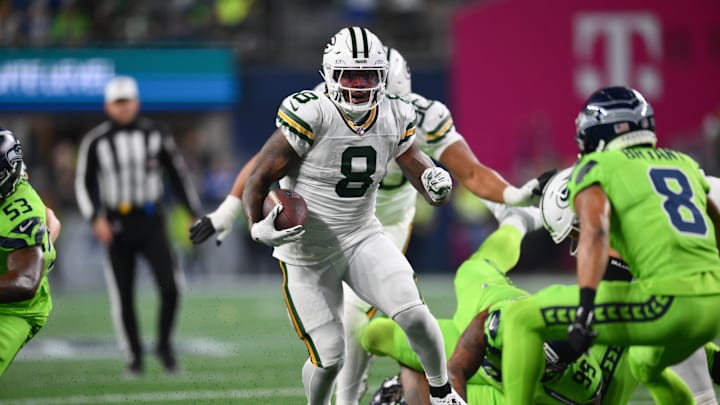 Green Bay Packers running back Josh Jacobs is third in the NFL in rushing.