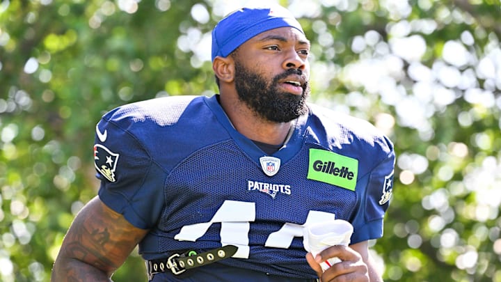 New England Patriots linebacker K'Lavon Chaisson heads to the practice fields for training camp at Gillette Stadium.