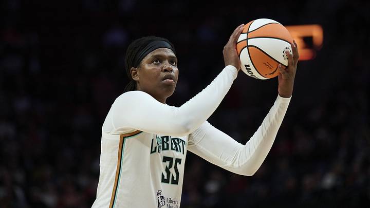The New York Liberty and center Jonquel Jones are favored on Thursday night. The New York Liberty and center Jonquel Jones are favored on Thursday night.