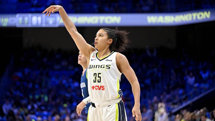 May 14, 2026; Arlington, Texas, USA; Dallas Wings guard Azzi Fudd (35) follows through on a jump shot against the Minnesota Lynx during the second half at College Park Center. Mandatory Credit: Jerome Miron-Imagn Images May 14, 2026; Arlington, Texas, USA; Dallas Wings guard Azzi Fudd (35) follows through on a jump shot against the Minnesota Lynx during the second half at College Park Center. Mandatory Credit: Jerome Miron-Imagn Images