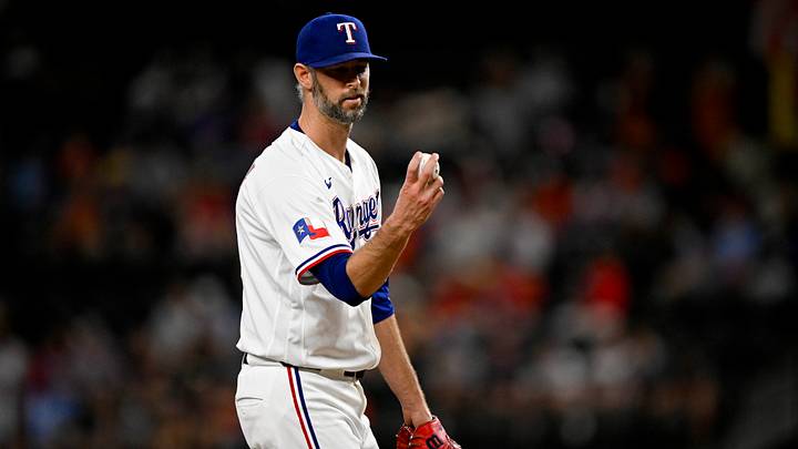 Jul 11, 2026; Arlington, Texas, USA; Texas Rangers relief pitcher Chris Martin (31) inspects the ball as he pitches against the Houston Astros during the ninth inning at Globe Life Field. Mandatory Credit: Jerome Miron-Imagn Images Jul 11, 2026; Arlington, Texas, USA; Texas Rangers relief pitcher Chris Martin (31) inspects the ball as he pitches against the Houston Astros during the ninth inning at Globe Life Field. Mandatory Credit: Jerome Miron-Imagn Images