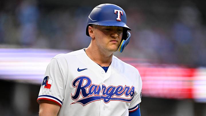 May 13, 2026; Arlington, Texas, USA; Texas Rangers third baseman Josh Jung (6) comes off the field after striking out during the second inning against the Arizona Diamondbacks at Globe Life Field. Mandatory Credit: Jerome Miron-Imagn Images May 13, 2026; Arlington, Texas, USA; Texas Rangers third baseman Josh Jung (6) comes off the field after striking out during the second inning against the Arizona Diamondbacks at Globe Life Field. Mandatory Credit: Jerome Miron-Imagn Images