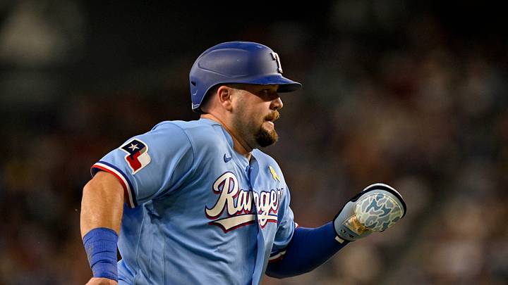 Sep 6, 2026; Arlington, Texas, USA; Texas Rangers first baseman Jake Burger (21) scores against the Tampa Bay Rays during the fifth inning at Globe Life Field. Mandatory Credit: Jerome Miron-Imagn Images Sep 6, 2026; Arlington, Texas, USA; Texas Rangers first baseman Jake Burger (21) scores against the Tampa Bay Rays during the fifth inning at Globe Life Field. Mandatory Credit: Jerome Miron-Imagn Images