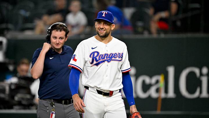Sep 16, 2026; Arlington, Texas, USA; Texas Rangers pitcher Nathan Eovaldi (17) walks on the field to catch the first pitch thrown by his two children before the game against the Boston Red Sox at Globe Life Field. Mandatory Credit: Jerome Miron-Imagn Images Sep 16, 2026; Arlington, Texas, USA; Texas Rangers pitcher Nathan Eovaldi (17) walks on the field to catch the first pitch thrown by his two children before the game against the Boston Red Sox at Globe Life Field. Mandatory Credit: Jerome Miron-Imagn Images