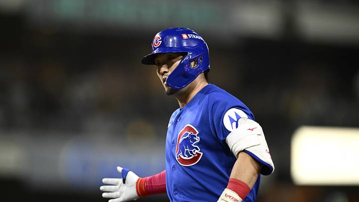 Sep 30, 2026; San Diego, California, USA; Chicago Cubs outfielder Seiya Suzuki (27) reacts after a single in the fourth inning against the San Diego Padres during game two of the Wildcard round for the 2026 MLB Playoffs at Petco Park. Mandatory Credit: Denis Poroy-Imagn Images Sep 30, 2026; San Diego, California, USA; Chicago Cubs outfielder Seiya Suzuki (27) reacts after a single in the fourth inning against the San Diego Padres during game two of the Wildcard round for the 2026 MLB Playoffs at Petco Park. Mandatory Credit: Denis Poroy-Imagn Images