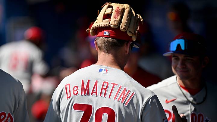 Feb 28, 2026; Dunedin, Florida, USA; Philadelphia Phillies third baseman Carson DeMartini (78) prepares for the start of the game against the Toronto Blue Jays during spring training at TD Ballpark. Mandatory Credit: Jonathan Dyer-Imagn Images Feb 28, 2026; Dunedin, Florida, USA; Philadelphia Phillies third baseman Carson DeMartini (78) prepares for the start of the game against the Toronto Blue Jays during spring training at TD Ballpark. Mandatory Credit: Jonathan Dyer-Imagn Images