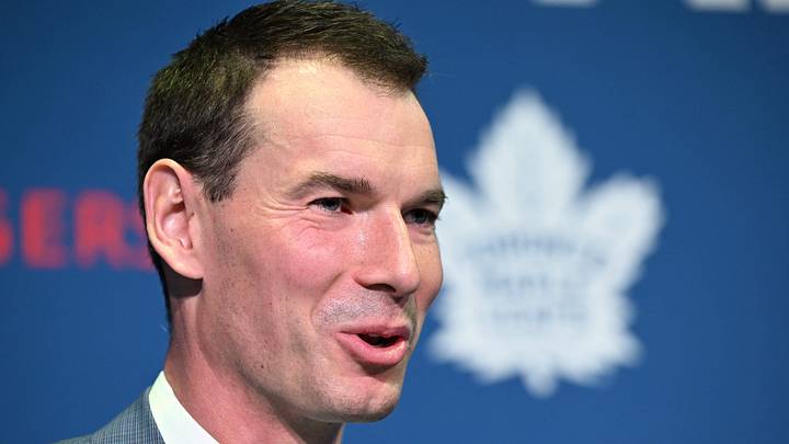 May 4, 2026; Toronto, Ontario, CANADA;   speaks to the media during an introductory news conference at Real Sports Bar and Grill. Mandatory Credit: Dan Hamilton-Imagn Images