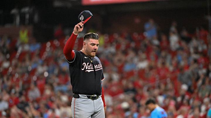 Sep 18, 2026; St. Louis, Missouri, USA; Washington Nationals pitcher Cade Cavalli (24) reacts during the fourth inning against the St. Louis Cardinals at Busch Stadium. Mandatory Credit: Jeff Le-Imagn Images Sep 18, 2026; St. Louis, Missouri, USA; Washington Nationals pitcher Cade Cavalli (24) reacts during the fourth inning against the St. Louis Cardinals at Busch Stadium. Mandatory Credit: Jeff Le-Imagn Images