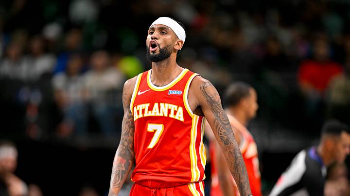 Oct 16, 2026; Dallas, Texas, USA; Atlanta Hawks guard Nickeil Alexander-Walker (7) reacts during the second quarter against the Dallas Mavericks at American Airlines Center. Mandatory Credit: Jerome Miron-Imagn Images Oct 16, 2026; Dallas, Texas, USA; Atlanta Hawks guard Nickeil Alexander-Walker (7) reacts during the second quarter against the Dallas Mavericks at American Airlines Center. Mandatory Credit: Jerome Miron-Imagn Images