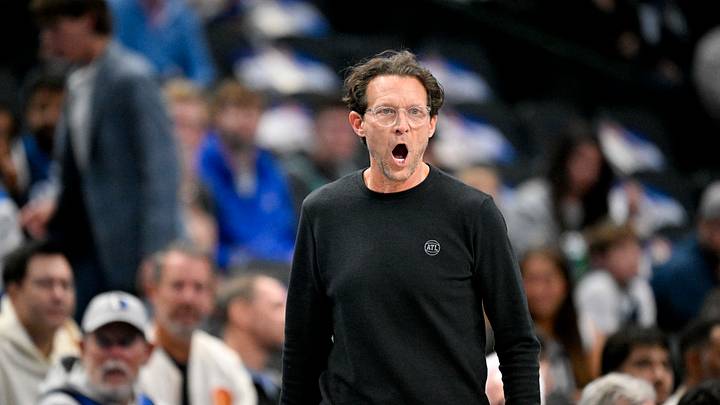 Oct 16, 2026; Dallas, Texas, USA; Atlanta Hawks head coach Quin Snyder yells to his team during the first quarter against the Dallas Mavericks at American Airlines Center. Mandatory Credit: Jerome Miron-Imagn Images Oct 16, 2026; Dallas, Texas, USA; Atlanta Hawks head coach Quin Snyder yells to his team during the first quarter against the Dallas Mavericks at American Airlines Center. Mandatory Credit: Jerome Miron-Imagn Images