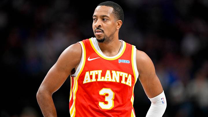 Oct 16, 2026; Dallas, Texas, USA; Atlanta Hawks guard CJ McCollum (3) looks on during the game between the Mavericks and the Hawks at American Airlines Center. Mandatory Credit: Jerome Miron-Imagn Images
