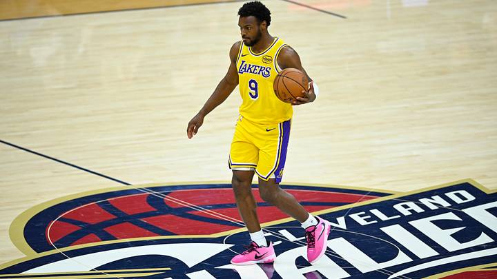 Jan 28, 2026; Cleveland, Ohio, USA; Los Angeles Lakers guard Bronny James (9) brings the ball up court in the fourth quarter against the Cleveland Cavaliers at Rocket Arena. Mandatory Credit: David Richard-Imagn Images Jan 28, 2026; Cleveland, Ohio, USA; Los Angeles Lakers guard Bronny James (9) brings the ball up court in the fourth quarter against the Cleveland Cavaliers at Rocket Arena. Mandatory Credit: David Richard-Imagn Images
