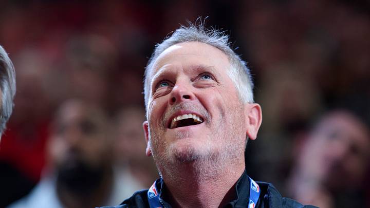 Tom Dundon is introduced during the first half during a game between the Portland Trail Blazers and the New Orleans Pelicans.