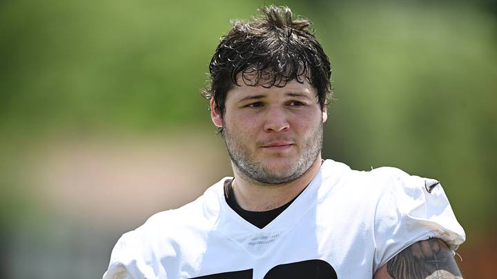 Jun 11, 2026; Berea, OH, USA; Cleveland Browns offensive tackle Austin Barber (58) during minicamp at CrossCountry Mortgage Campus. Mandatory Credit: Ken Blaze-Imagn Images Jun 11, 2026; Berea, OH, USA; Cleveland Browns offensive tackle Austin Barber (58) during minicamp at CrossCountry Mortgage Campus. Mandatory Credit: Ken Blaze-Imagn Images