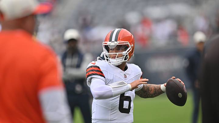 Aug 15, 2026; Chicago, Illinois, USA; Cleveland Browns quaterback Dillon Gabriel (6) warms up prior to a game against the Chicago Bears at Soldier Field. Mandatory Credit: Patrick Gorski-Imagn Images Aug 15, 2026; Chicago, Illinois, USA; Cleveland Browns quaterback Dillon Gabriel (6) warms up prior to a game against the Chicago Bears at Soldier Field. Mandatory Credit: Patrick Gorski-Imagn Images