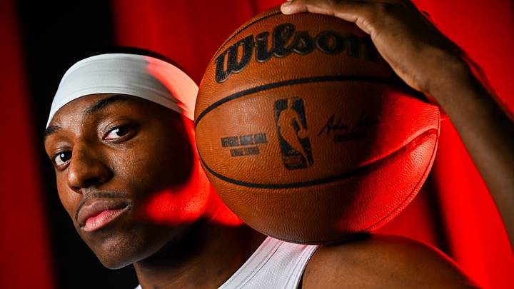 Sep 28, 2026; Cleveland, OH, USA; Cleveland Cavaliers forward Nae’Qwan Tomlin (35) poses for a photo during media day at Rocket Arena. Mandatory Credit: Ken Blaze-Imagn Images