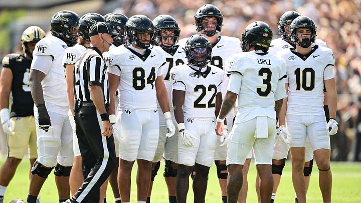 Sep 12, 2026; West Lafayette, Indiana, USA; Wake Forest Demon Deacons quarterback Gio Lopez (3) leads a huddle during the second quarter against the Purdue Boilermakers at Ross-Ade Stadium. Mandatory Credit: Marc Lebryk-Imagn Images Sep 12, 2026; West Lafayette, Indiana, USA; Wake Forest Demon Deacons quarterback Gio Lopez (3) leads a huddle during the second quarter against the Purdue Boilermakers at Ross-Ade Stadium. Mandatory Credit: Marc Lebryk-Imagn Images
