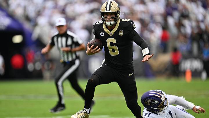 Sep 20, 2026; Baltimore, Maryland, USA; New Orleans Saints quarterback Tyler Shough (6) avoids a tackle by Baltimore Ravens linebacker Trey Hendrickson (91) in the second quarter at M&T Bank Stadium. Mandatory Credit: Jamie Sabau-Imagn Images Sep 20, 2026; Baltimore, Maryland, USA; New Orleans Saints quarterback Tyler Shough (6) avoids a tackle by Baltimore Ravens linebacker Trey Hendrickson (91) in the second quarter at M&T Bank Stadium. Mandatory Credit: Jamie Sabau-Imagn Images
