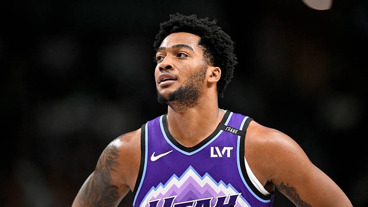 Jan 17, 2026; Dallas, Texas, USA; Utah Jazz forward Brice Sensabaugh (28) looks on during the second half against the Dallas Mavericks at the American Airlines Center. Mandatory Credit: Jerome Miron-Imagn Images Jan 17, 2026; Dallas, Texas, USA; Utah Jazz forward Brice Sensabaugh (28) looks on during the second half against the Dallas Mavericks at the American Airlines Center. Mandatory Credit: Jerome Miron-Imagn Images