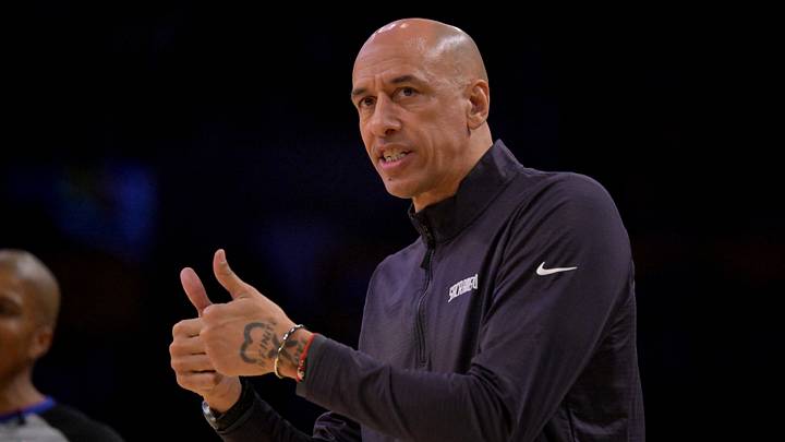 Dec 28, 2025; Los Angeles, California, USA; Sacramento Kings head coach Doug Christie on the sidelines in the second half against the Los Angeles Lakers at Crypto.com Arena. Mandatory Credit: Jayne Kamin-Oncea-Imagn Images Dec 28, 2025; Los Angeles, California, USA; Sacramento Kings head coach Doug Christie on the sidelines in the second half against the Los Angeles Lakers at Crypto.com Arena. Mandatory Credit: Jayne Kamin-Oncea-Imagn Images