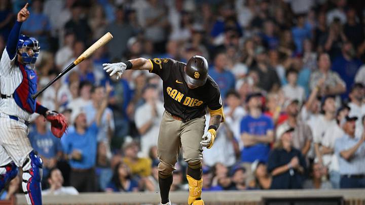 Jun 29, 2026; Chicago, Illinois, USA; San Diego Padres catcher Freddy Fermin (54) reacts and throws his bat after hitting a fly ball to end the top of the eighth inning against the Chicago Cubs at Wrigley Field. Mandatory Credit: Patrick Gorski-Imagn Images Jun 29, 2026; Chicago, Illinois, USA; San Diego Padres catcher Freddy Fermin (54) reacts and throws his bat after hitting a fly ball to end the top of the eighth inning against the Chicago Cubs at Wrigley Field. Mandatory Credit: Patrick Gorski-Imagn Images