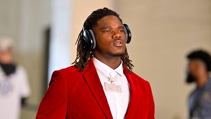 Texas Longhorns defensive lineman Justus Terry arrives at the stadium before the game between the Texas Longhorns Texas Longhorns defensive lineman Justus Terry arrives at the stadium before the game between the Texas Longhorns