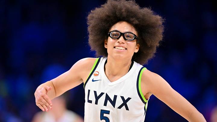 Jun 28, 2026; Arlington, Texas, USA; Minnesota Lynx guard Olivia Miles (5) celebrates during the game between the Wings and the Lynx at College Park Center. Mandatory Credit: Jerome Miron-Imagn Images Jun 28, 2026; Arlington, Texas, USA; Minnesota Lynx guard Olivia Miles (5) celebrates during the game between the Wings and the Lynx at College Park Center. Mandatory Credit: Jerome Miron-Imagn Images