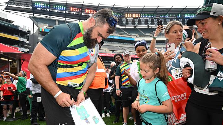 Former Eagles center Jason Kelce at the annual Eagles Autism Challenge. 