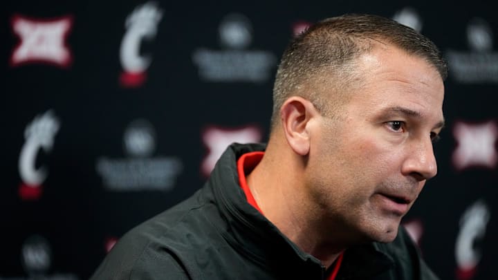 New University of Cincinnati football defensive coordinator Tyson Veidt speaks during a press conference at Fifth Third Arena in Cincinnati on Monday, Jan. 29, 2024. Veidt comes to UC from Iowa State. New University of Cincinnati football defensive coordinator Tyson Veidt speaks during a press conference at Fifth Third Arena in Cincinnati on Monday, Jan. 29, 2024. Veidt comes to UC from Iowa State.