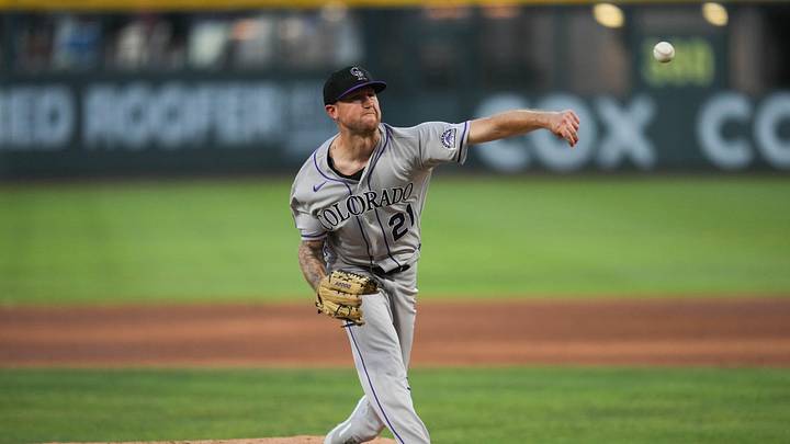 Jun 13, 2026; Summerlin, Nevada, USA; Colorado Rockies pitcher Kyle Freeland (21) during the third inning against the Athletics at the Las Vegas Ballpark. Mandatory Credit: Lucas Peltier-Imagn Images Jun 13, 2026; Summerlin, Nevada, USA; Colorado Rockies pitcher Kyle Freeland (21) during the third inning against the Athletics at the Las Vegas Ballpark. Mandatory Credit: Lucas Peltier-Imagn Images