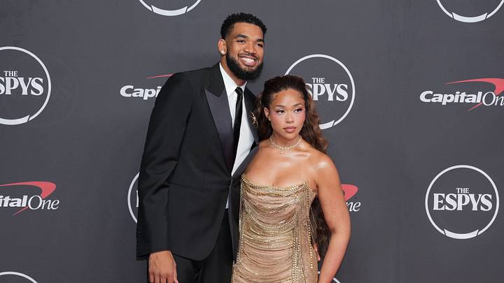 Jul 15, 2026; New York, NY, USA; Karl-Anthony Towns and Jordyn Woods arrive on the red carpet before the 2026 ESPY Awards at Lincoln Center. Mandatory Credit: Kirby Lee-Imagn Images Jul 15, 2026; New York, NY, USA; Karl-Anthony Towns and Jordyn Woods arrive on the red carpet before the 2026 ESPY Awards at Lincoln Center. Mandatory Credit: Kirby Lee-Imagn Images