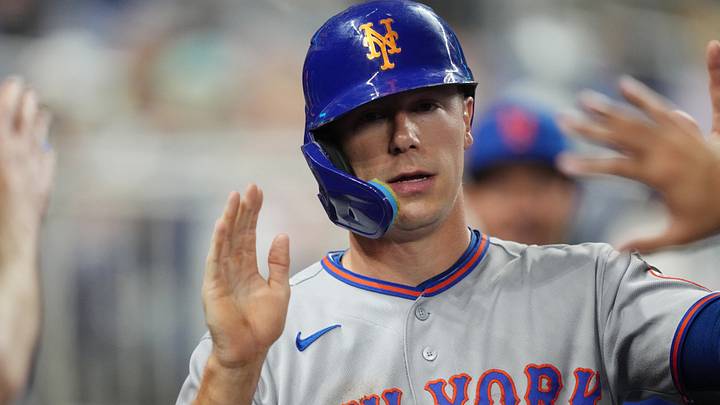 Sep 8, 2026; Miami, Florida, USA; New York Mets first baseman Jared Young (29) celebrates a run in the fifth inning against the Miami Marlins at loanDepot Park. Mandatory Credit: Jim Rassol-Imagn Images Sep 8, 2026; Miami, Florida, USA; New York Mets first baseman Jared Young (29) celebrates a run in the fifth inning against the Miami Marlins at loanDepot Park. Mandatory Credit: Jim Rassol-Imagn Images