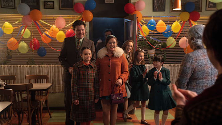 Picture shows: Roger Noble (CONOR O’DONNELL) Colette Corrigan (FRANCESCA FULLILOVE) Nancy Corrigan (MEGAN CUSACK) Shelagh Turner (LAURA MAIN) Angela Turner (ALICE BROWN) May Tang (APRIL RAE HOANG)