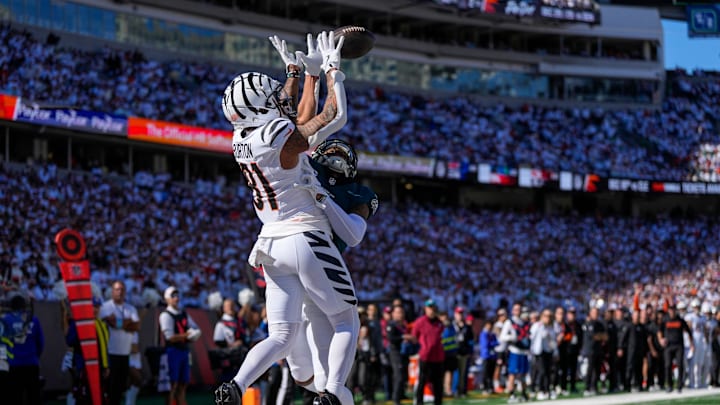 Philadelphia Eagles cornerback Darius Slay Jr. (2) breaks up a pass in the end zone intended for Cincinnati Bengals wide receiver Jermaine Burton (81) in the second quarter of the NFL Week 8 game between the Cincinnati Bengals and the Philadelphia Eagles at Paycor Stadium in downtown Cincinnati on Sunday, Oct. 27, 2024. Philadelphia Eagles cornerback Darius Slay Jr. (2) breaks up a pass in the end zone intended for Cincinnati Bengals wide receiver Jermaine Burton (81) in the second quarter of the NFL Week 8 game between the Cincinnati Bengals and the Philadelphia Eagles at Paycor Stadium in downtown Cincinnati on Sunday, Oct. 27, 2024.