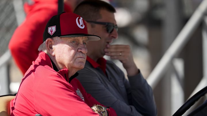 Feb 20, 2023; Goodyear, Arizona, USA; Cincinnati Reds owner Bob Castellini watches live batting practice from a cart with general manager Nick Krall at the Cincinnati Reds Player Development Complex. Mandatory Credit: Sam Greene/The Cincinnati Enquirer via USA TODAY NETWORK