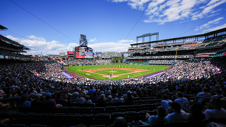 Sep 21, 2025; Denver, Colorado, USA; General wide angle view of Coors Field during the game between the Los Angeles Angels against the Colorado Rockies. Mandatory Credit: Ron Chenoy-Imagn Images Sep 21, 2025; Denver, Colorado, USA; General wide angle view of Coors Field during the game between the Los Angeles Angels against the Colorado Rockies. Mandatory Credit: Ron Chenoy-Imagn Images