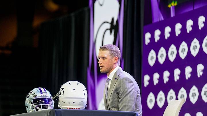Kansas State head coach Collin Klein speaks to reporters during Big 12 Conference Football Media Days at The Star. Raymond Carlin III-Imagn Images Kansas State head coach Collin Klein speaks to reporters during Big 12 Conference Football Media Days at The Star. Raymond Carlin III-Imagn Images
