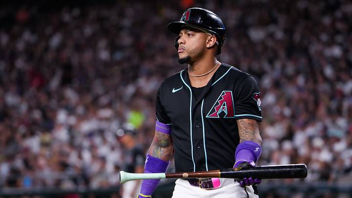 Sep 19, 2026; Phoenix, Arizona, USA; Arizona Diamondbacks second baseman Ketel Marte (4) reacts to being struck out during the first inning against the New York Yankees at Chase Field. Mandatory Credit: Arianna Grainey-Imagn Images