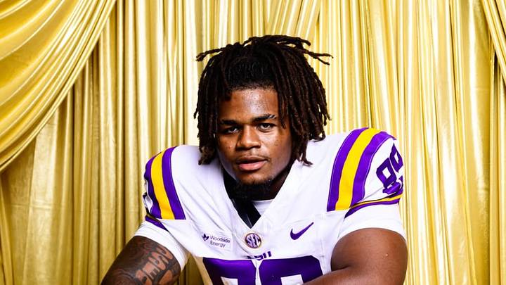 Deuce Geralds poses during LSU football's media day